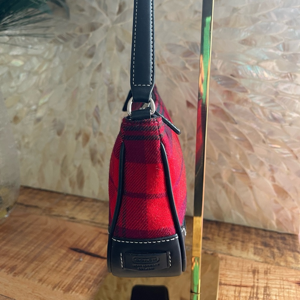 COACH Leather and Tartan Fabric Convertible Handbag Wristlet Purse Clutch NWOT - Picture 5 of 14